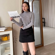 [HARPER] Curled Stand Collar Pit Strip Knit Top | Ready Stock Inner Knit Top [CLF94902J]