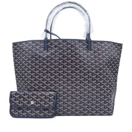Goyard Navy Goyardine Canvas and Chevroches Calfskin Saint Louis GM Bag