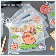ROSEGOODS Capybara File Bag, Cute Cartoon Transparent Test Paper Storage Pouch,  Light PVC Large Ope