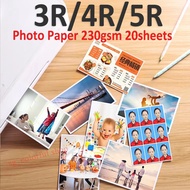 3r 4r 5r Size 20 Sheets Glossy Photo Paper Waterproof Quick Dry Suitable For Canon Epson HP Color In