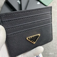 Trendy Cool Short Fashion Multi-Card Slot Triangle Brand Leather Light Luxury Wallet Card Holder Car