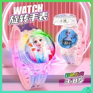 Ice and snow elsa kids electronic watch princess rainbow makatoon kindergarten student lights girl t