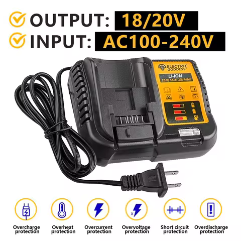 Electric Goddess Lithium Battery Charger With LED Display 10.8V 14.4V 20V Battery Charger For Dewalt