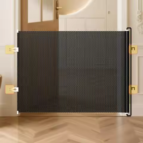 Retractable Barrier Fences Mesh Design Higher Design Mesh Stairs Gate Easy Install Punch-Free Dog Sa