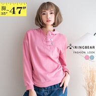 Diagonal Zipper Hooded Buckle Decoration Knitted Cotton Long-Sleeved Top/Hooded T (Pink.green L-3L) 