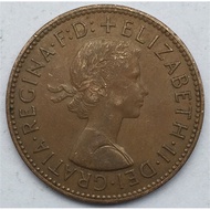 British Early Half-Pence Sailboat Coin Elizabeth Statue Half-Pence Copper Coin 25.5mm