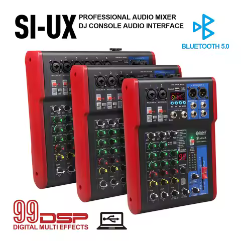 4 6 8-channel portable audio mixer, 99 DSP digital effects, Bluetooth 5.0 USB tuner for DJ consoles,