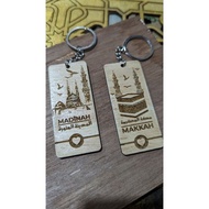 Souvenir mecca madinah keychain gambar mekah madinah kayu cenderahati tanah haram