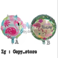 Round Happy Birthday Foil Balloon Flamingo Happy Birthday Balloon/