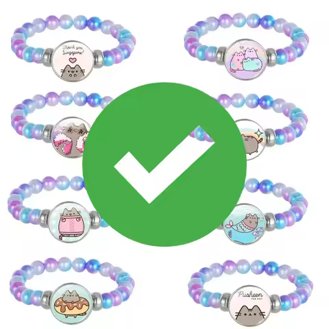 Pusheen Cat Keychain Pusheen Beaded Bracelet Cute Mermaid Cat Keychain Cartoon Cat Donut Cookie Push
