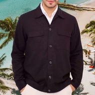 KEMEJA REMEDY Men's Black Linen Outer Shirt Jacket - Elbrus Linen Shirt Jacket