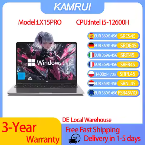 KAMRUI Gaming Laptop with Intel Core i5 12600H Processor 16GB RAM 512GB SSD WiFi 6 15.6 IPS Display 