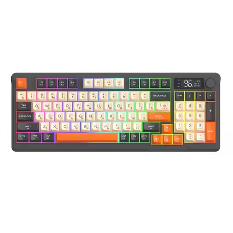 M96 Russian Wireless Bluetooth Dual-mode Russian Keyboard PBT Ball Cap Display Screen Russian Gaming