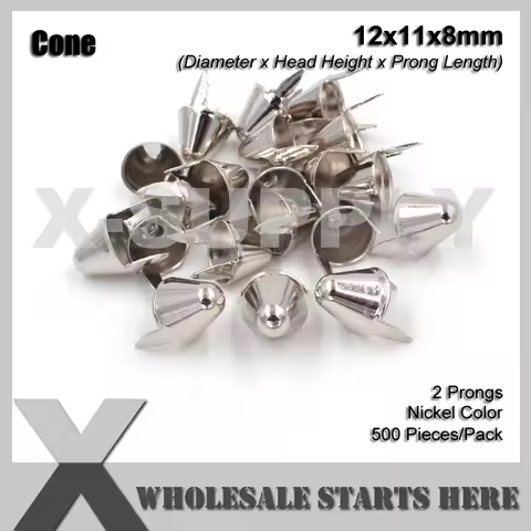 Punk DIY English UK 77 Round Cone Stud in Silver Color with 2 Prongs (Over 20Lots Will Get 35% Off) 