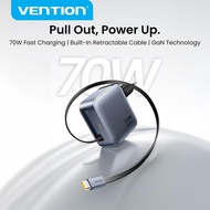 IPHONE Vention GaNDash Adapter Charger Samsung Macbook PD PPS 70W Built-in USB C Cable Fast Charging