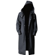 new black fashion adult waterproof long men women raincoat hooded for big boy girl travel fishing cl