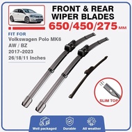 Front Rear Windshield Wiper Blades For Volkswagen VW Polo MK6 6 AW BZ 2017 – 2023 GTI R LINE Car Acc
