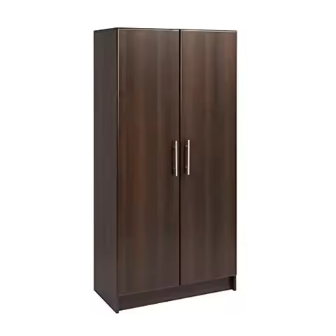 Elite 32" Tall Storage Cabinet with Espresso Finish Adjustable Shelves and Satin Nickel Handles Idea