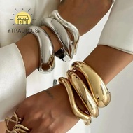 YURUYI Bracelet, Wide Cuff Design Smooth  Wide Cuff Bracelet, Fashion Metal Open Spring Closure Chun