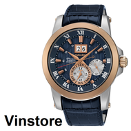 [Vinstore] Seiko Premier SNP126P1 Special Edition Kinetic Perpetual Rose Gold Tone Stainless Steel Case Blue Leather Strap Men Watch SNP126 SNP126P