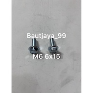 Flange bolt M6 6x15 White Key 10/ flange bolt 6x15 key 10 white