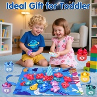 Montessori Baby Fishing Toy Game Velcro Fabric Mat Enrichment Early 3d Learning D7q7
