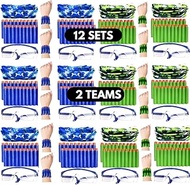 Wishery Accessories for Nerf Party Supplies &amp; Boys Birthday Favors - 12 Kids. Compatible with Nerf Guns &amp; Blasters N - Strike Elite. Pack of Foam Darts, Safety Glasses, Masks, Wrist Bullet Holder