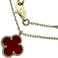 Pre-owned Van Cleef & Arpels Sweet Alhambra Carnelian Necklace in 18k Gold, 2.8g, 39/41cm, for Women