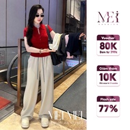 MeiMei Women's Outfit Set Slim Polo Shirt Mixed With Loose Pants Dynamic Personality Style ST21329 V