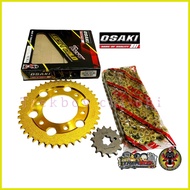 ✿ ✎ ✔ FZ-16 & SNIPER150 Osaki Lucky Gold Chain and Sprocket Set [ Made in Thailand]
