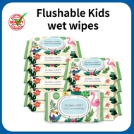 [Oldam] Flushable Kids Baby Wet Wipes with Cap 62 sheets*10pack / Bidet Kids Baby Wet Tissue Wipes