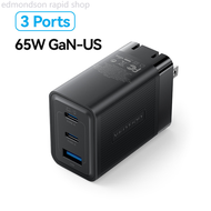 Vention 65W Charger หัวชาร์จเร็ว 3-prot Type c Fast GaN Charger QC 3.0  หัวชาร์จ ไอโฟน USB PD USB C 