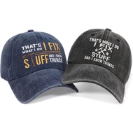 2Pcs Topi Bersulam "I Fix Stuff and I Know Things" - Hadiah untuk Ayah Lelaki - Topi Besbol - Idea u