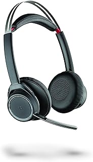 Plantronics - Voyager Focus UC with Charge Stand (Poly) - Bluetooth Dual-Ear (Stereo) Headset with Boom Mic - USB-A Compatible with PC and Mac - Active Noise Canceling - Works with Teams, Zoom &amp; more