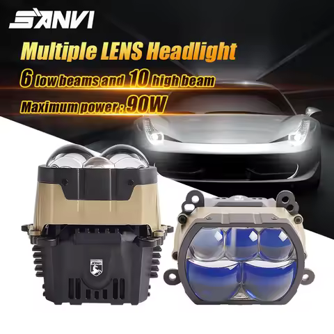 SANVI 180W PX8 Square Bi LED Multiple Projector Lens 17pcs Chips for Matrix Headlight Toyota 6000K L
