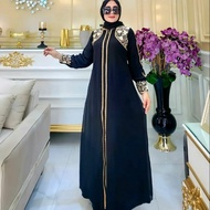 Gamis Abaya Turkey Hitam Kayla Busui  Abaya Bordir Bahu Jersey