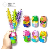 Craft Vase From Used yakult Bottles And 3 Straw Flower Stalks