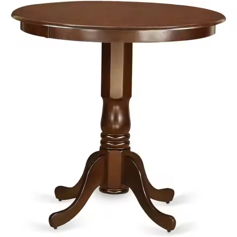 Jackson Counter Height Dining Round Dinner Table Top with Pedestal Base, 36x36 Inch, Mahogany