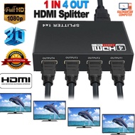 HDMI SPLITTER 4 PORT HUB 1x4 HD amplifier v1.4 3D