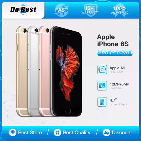 Apple iPhone 6s 4G LTE Mobile Phone 16/32/64/128GB ROM 4.7“ IPS LCD Touch ID 5MP+12MP Camera A9 Dual