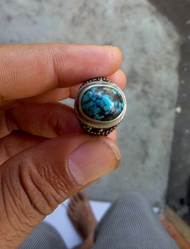 cincin batu natural pirus persia biru