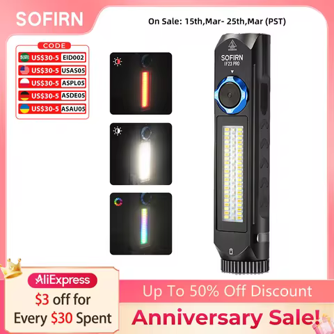 Sofirn IF23 PRO RGB Flashlight 21700 USB Rechargeable Torch XHP70B 5000lm Powerful LED Powerbunk Lam