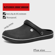 Kitchen Chef Clogs Safety Shoes for Men Waterproof Non-slip Chef Slippers Casual Non-slip Half Slippers Flats Half Shoes for Nurse Shoes Waterproof