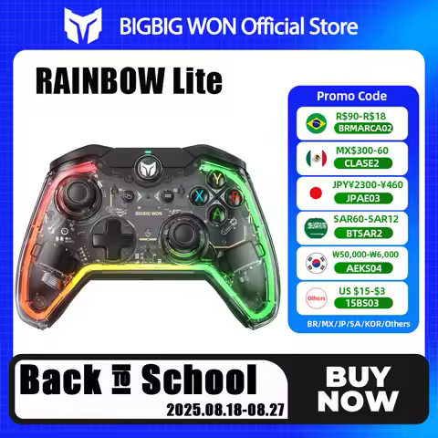 BIGBIG WON RAINBOW LITE /S Wired Game Controller for Switch , Win10/11 With Joystick RGB Light Audio