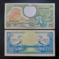Uang Kuno 25 Rupiah Bunga Thb 1959 (AUNC) Prefix Nama ASTAN, TAN, TANA