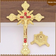 [VioceeMY] Standing Crucifix Table Cross Prayerful Inspiration, Devout Gift, Crucifix with Stand Jes