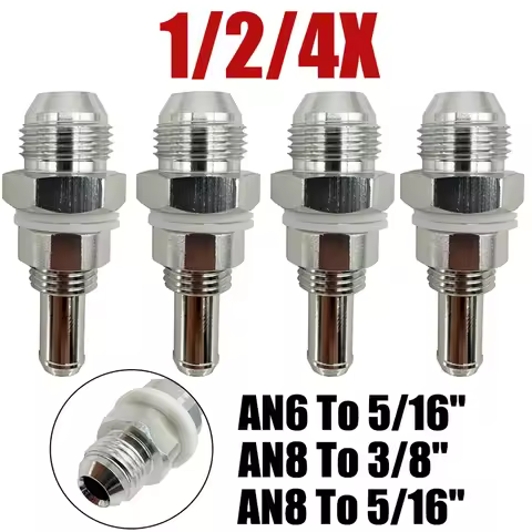 1/2/4X AN6 AN8 Male Flare Bulkhead To 5/16" 3/8" Hose Barb Fittings Adapter For Fuel Pump Tank Vehic