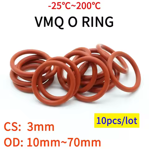 10pcs VMQ O Ring Seal Gasket Thickness CS 3mm OD 10 ~ 70mm Silicone Rubber Insulated Waterproof Wash