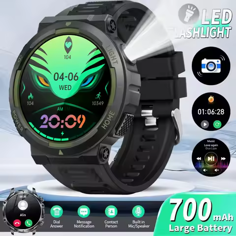 New Real 30 Meter Swimming Smart Watch Waterproof Flashlight 100+Sports SmartWatch BT Call Heart Rat