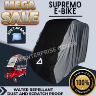 SUPREMO E-BIKE WITH BACK PASSENGER SEAT COVER WATER REPELLANT AND DUST PROOF BUILT IN BAG